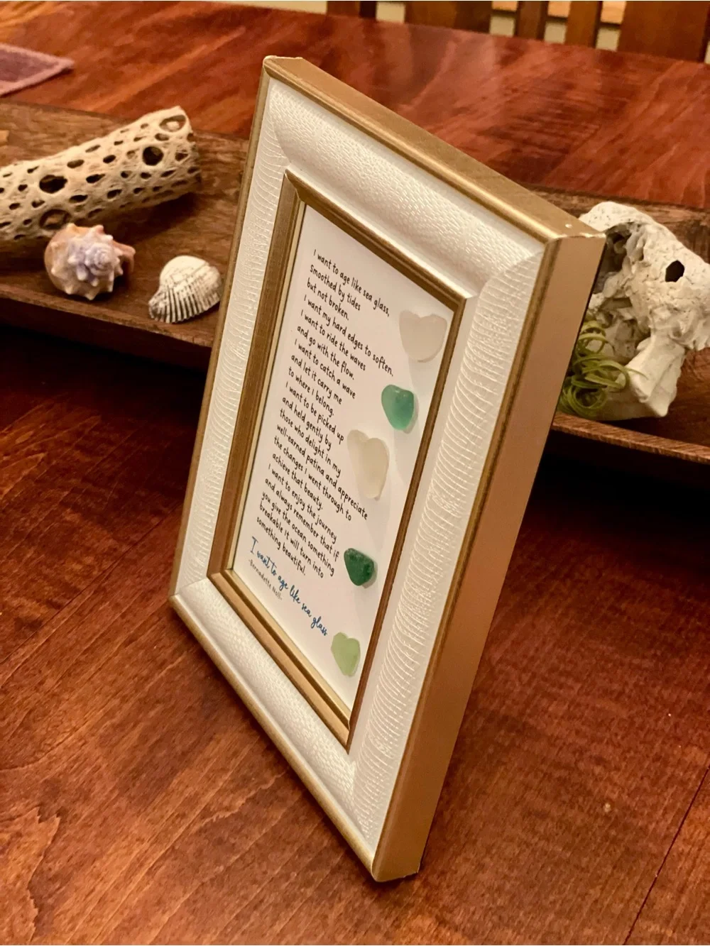 Framed Sea Glass Poem Wall Art - Cream Frame 9x6